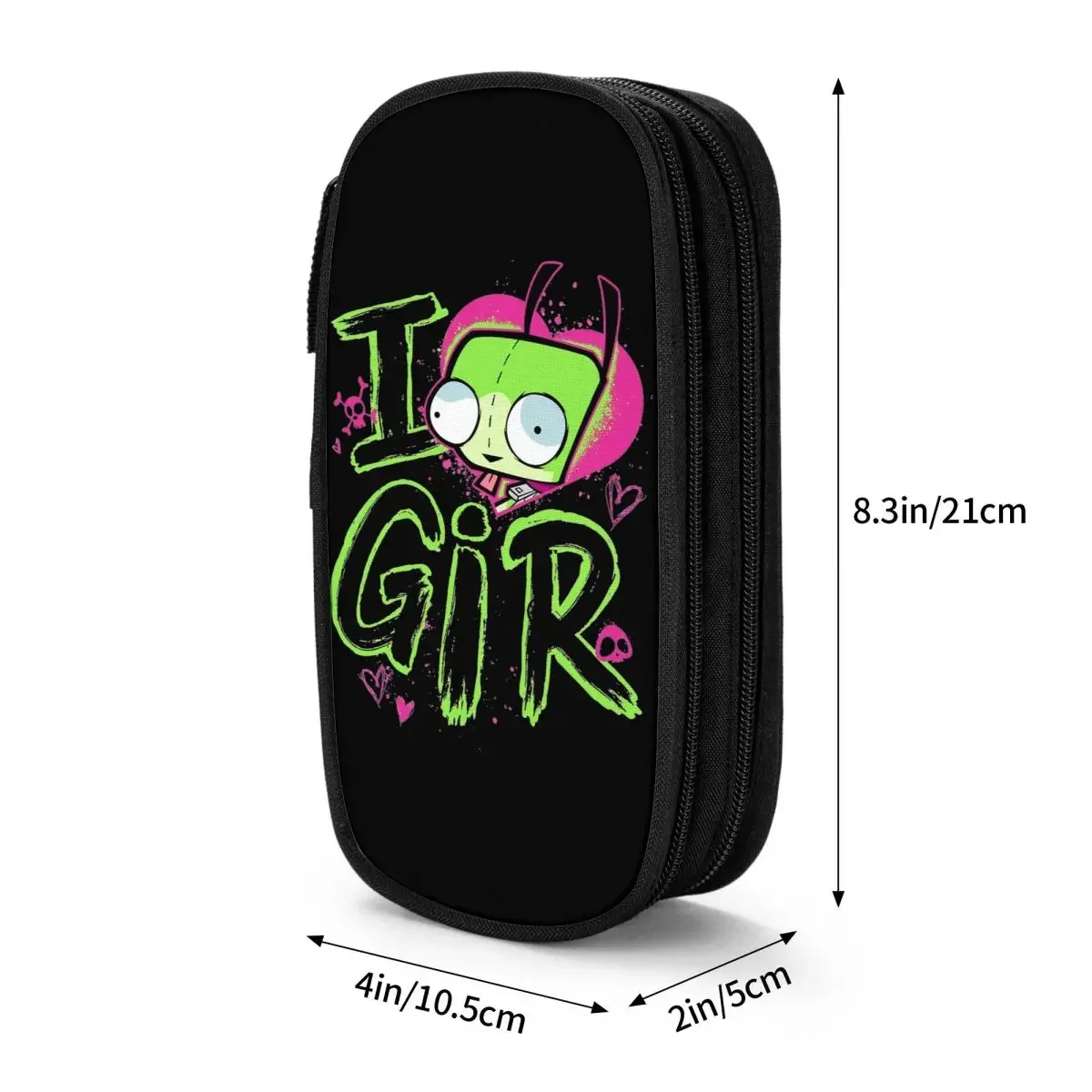 Piórnik Invader Zim I Love GIR Retro Pop Pencil Pouch Pen Box dla ucznia Duże torby do przechowywania Szkoła Kosmetyki Artykuły papiernicze