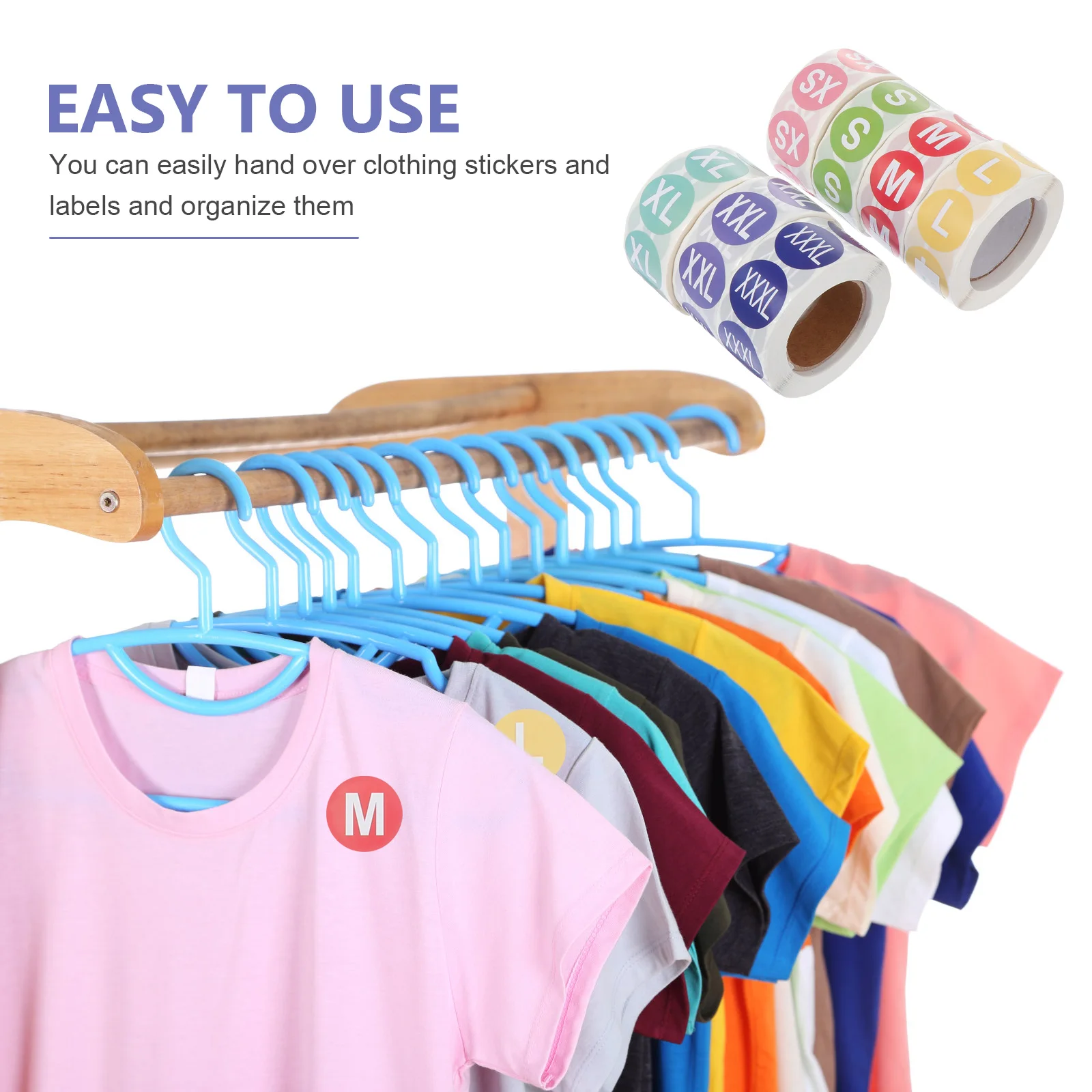 

7 Rolls Clothes Size Sticker Round Label Clear Marking Tag Self-Adhesive Clothing Sticker Apparel Size Label File Folder Storage