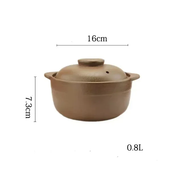 0.8L 1.2L 1.6L Casserole Clay Casserole High Temperature Resistant Household Open Flame Unglazed Stew Pot Soup Porridge