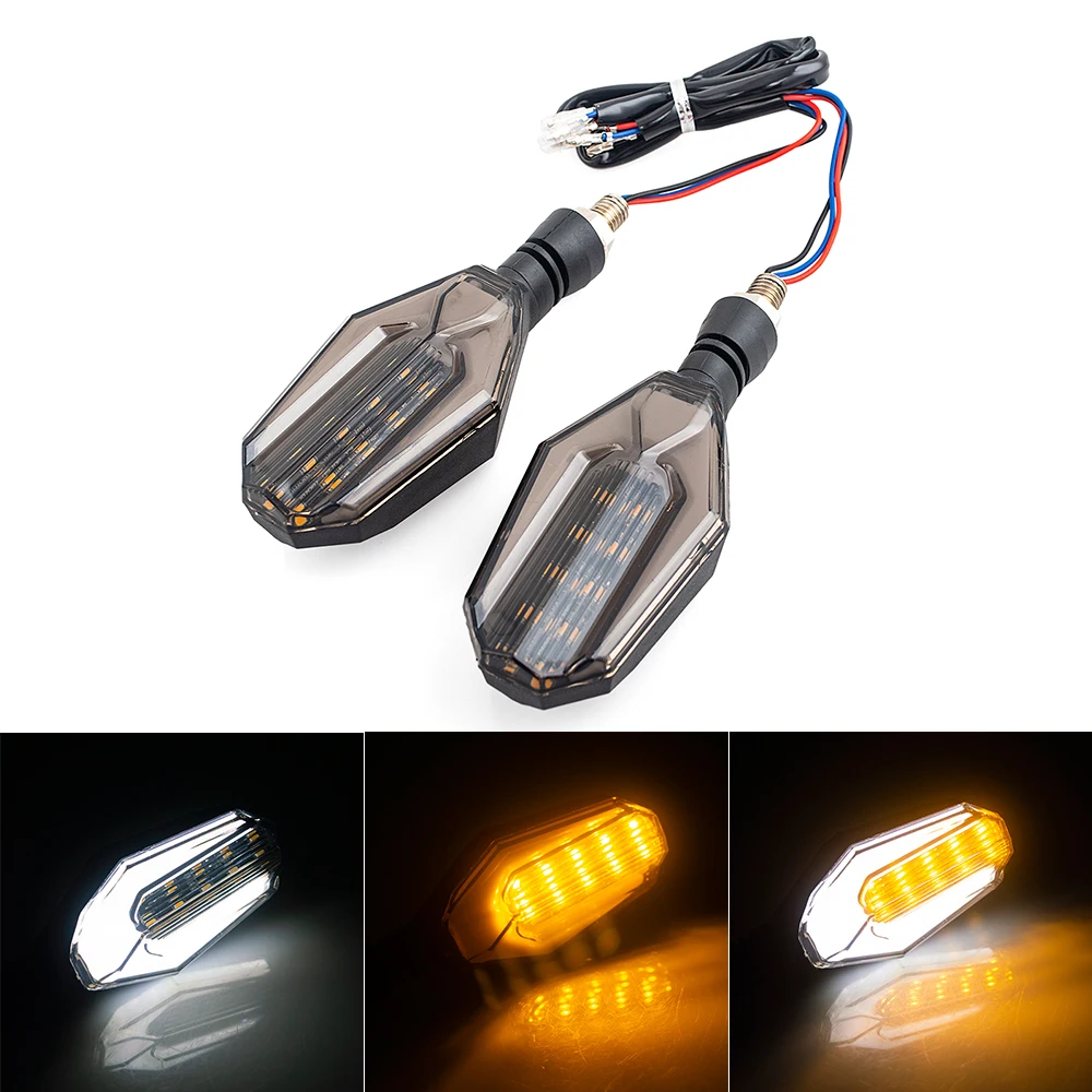 

2Pcs Motorcycle Universal 12V LED Turn Signals Lamp Turn Signal Lights Indicator Amber White Light for Motorbike