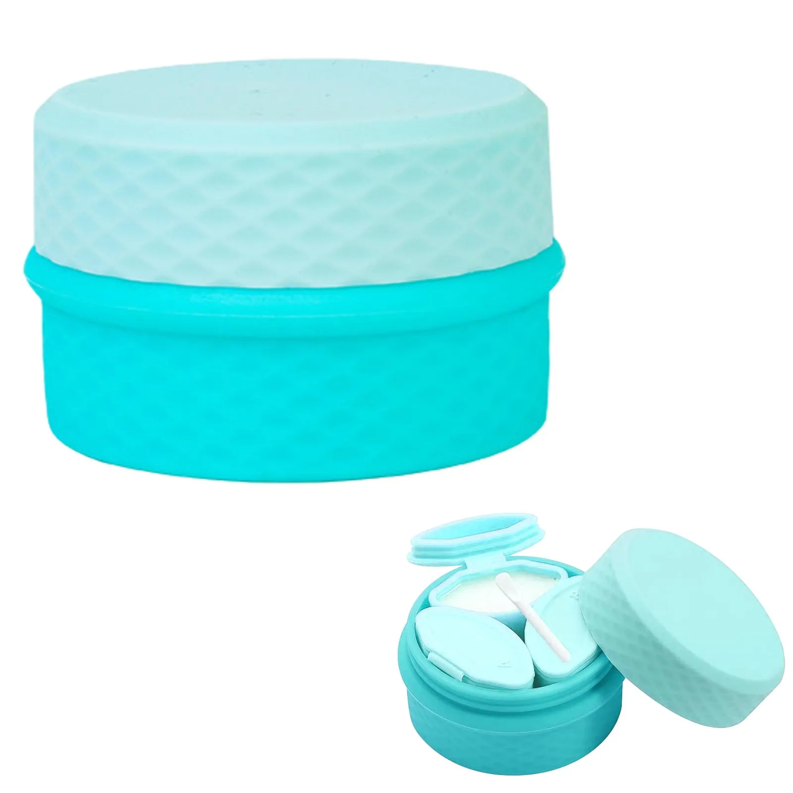 Travel Silicone Makeup Container Set Refillable Sealed Tank with Lid Spoon Reusable Leak Proof Cosmetic Packaging Box Dispenser