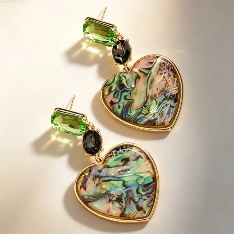 Fashionable, Exquisite Natural Abalone Shell Stud Earrings Luxury-inspired, Niche, Sophisticated Ear Adornments