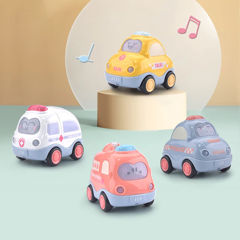 1Pcs Cartoon Toddlers Toy Fun Cute Pull Back Vehicle Toy Cars With Lights & Sound Boys Girls Kdis Birthday Festival Party Gifts