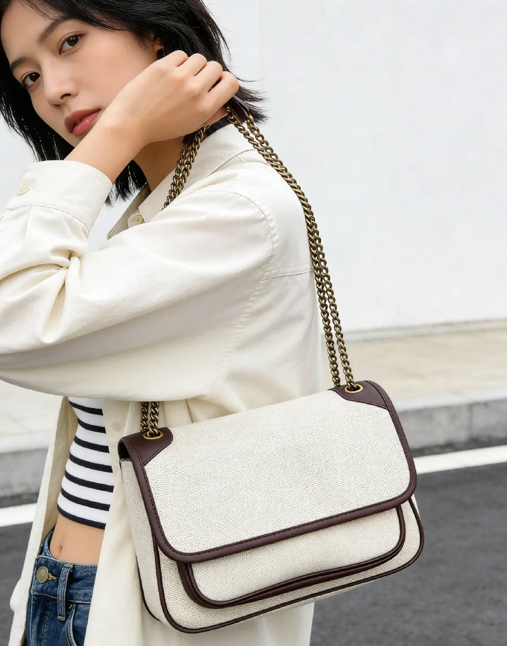 

Vintage Women Chain Strap Messenger Bag Shoulder Bag New Office Ladies Work Crossbody Bags Satchels