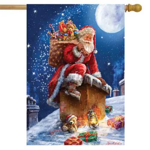 Christmas Delivery Santa Claus House Flag Chimney 28