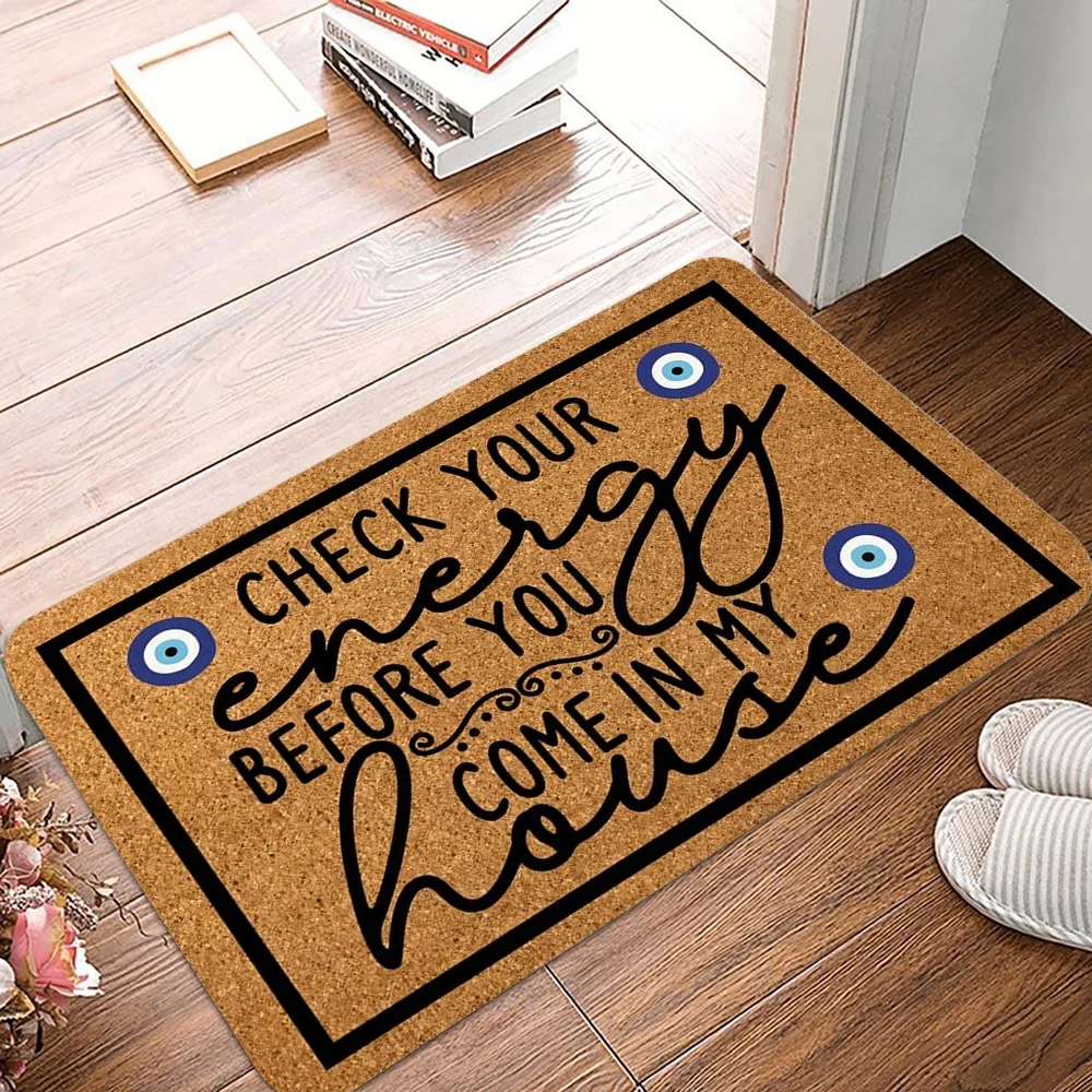 Check Your Energy Before You Come in My House Door Mat,Non-slip Floor Mat Carpet for Home Living Room Bedroom Kitchen