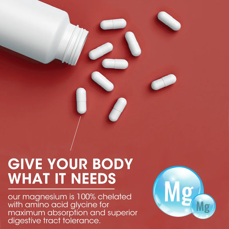 Magnesium (Glycinate) Supplement to Support Stress Relief, Sleep, Heart Health, Nerves, Muscles, and Metabolism, Relaxation