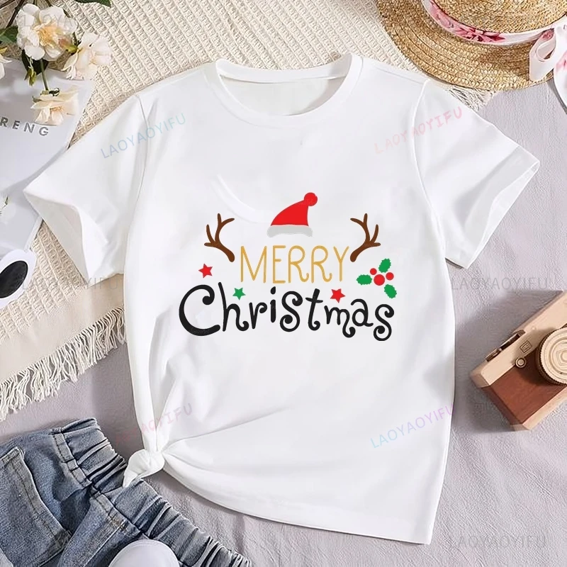 

Christmas Party Gifts, MERRY Christmas Pattern Fashion Top, Women's Christmas Casual Shirt, 0-neck Short-sleeved Cotton T-shirt