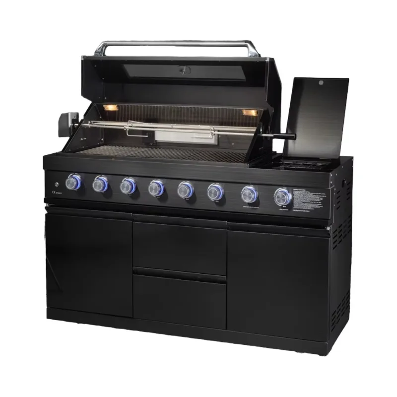 BBQ Gas Grill  Stainless Steel 304 with Cabinet Storage and Side Burner for Outdoor Barbecue Cooking