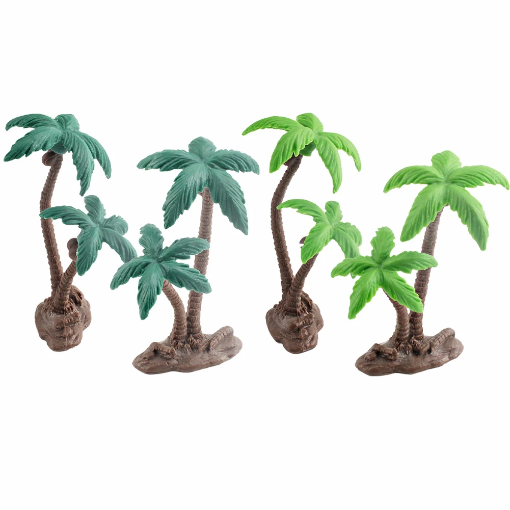 2Pcs for mini Plastic Coconut Palm Tree Plant Craft Landscape Aquarium Figurines & Miniatures Living Room Study Decor