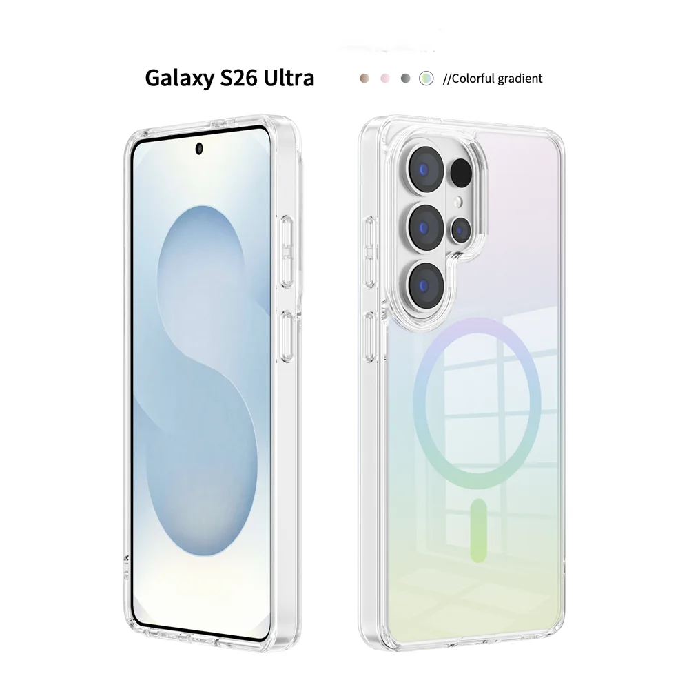 حافظة مغناطيسية لامعة متدرجة لهاتف سامسونج جالاكسي S26 Ultra S25 Edge S24 Plus S25FE لغطاء ممتص الصدمات للشحن اللاسلكي Magsafe