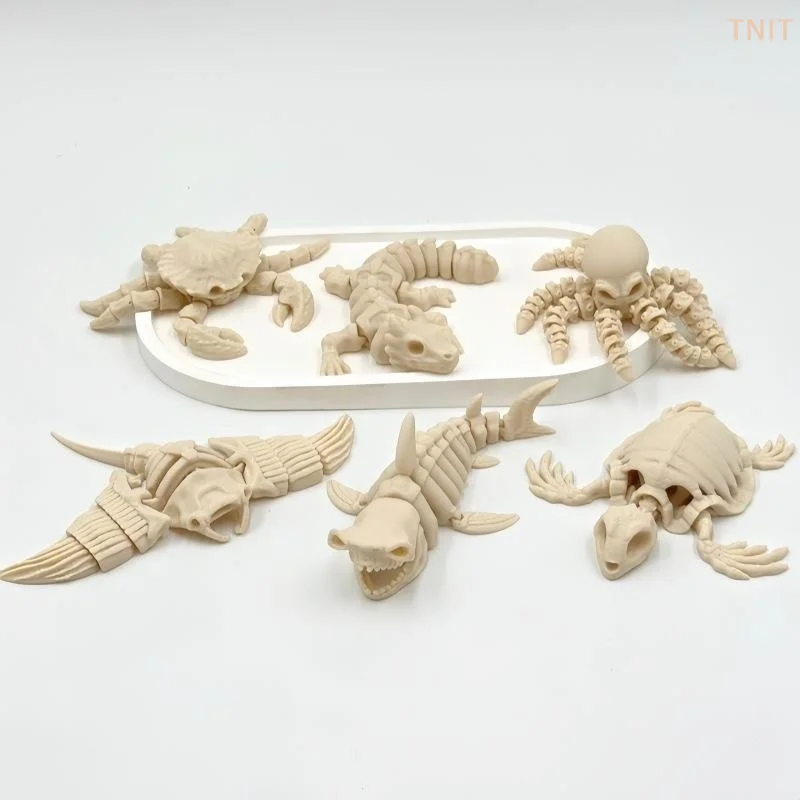 [J] 3D Printed Marine Life Skeleton Full Body Movable Joints Freely Swinging Shark Ray Sea Turtle Desktop Decor Gift