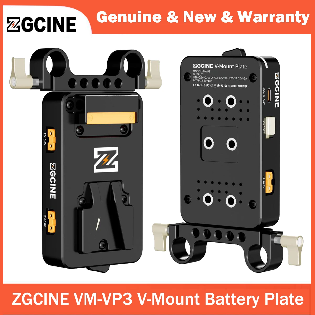 ZGCINE VM-VP3 V-Mount Battery Plate with USB-C PD Output for Sony FX3, Canon EOS R5/R6/R7/R10, Panasonic LUMIX GH6/S5 II, a7S IV