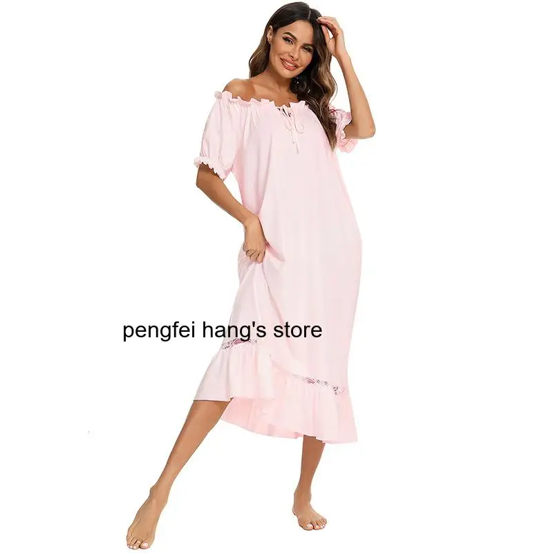 Smooth Soft Milk Silk Sleep Dress 2026 New Arrival Women Short Sleeve Nightgown Comfort Ladies Daily Home Loungewear