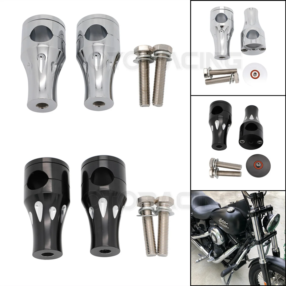 

Motorcycle 1'' 25MM Handlebar Risers For Harley Sportster Dyna Shadow VTX Vulcan Bonneville V-Star Cruisers Choppers Metrics