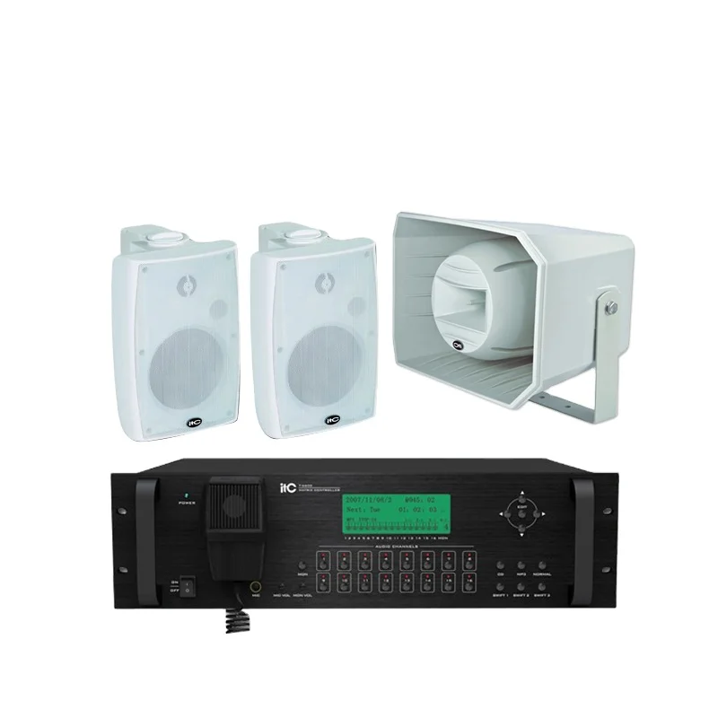 Sistema PA ITC a 16 zone Audio elettronico Indirizzo pubblico Sistema audio professionale Altoparlante Interfono IP Soluzione sistema PA per chiesa scolastica