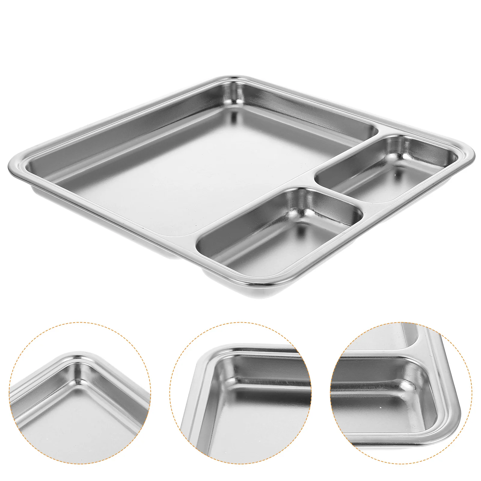 

Stainless Steel Grid Food Storage Plate Dining Dinner Plates Grill Household Tableware Divided Multi-grids Sauce Barbecue