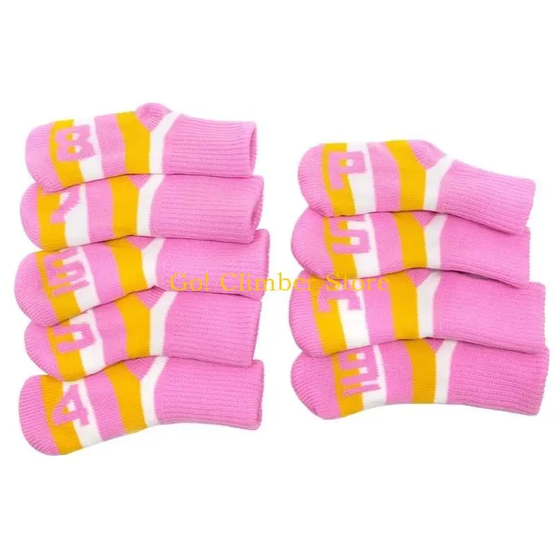 

Q84C 9 шт., чехол для утюга для гольфа, моющаяся вязальная пряжа, ткань, головной убор для клюшки для гольфа, чехол для клюшки