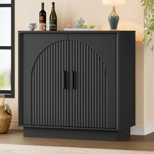 Buffet Sideboard Cabinet with Storage, Fluted Coffee Bar Cabinet