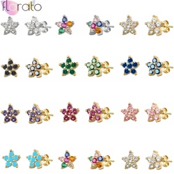 925 Sterling Silver Needle Mini Colorful Crystal Star Stud Earrings for Women Charm INS Korean Gold Earrings Fashion Jewelry