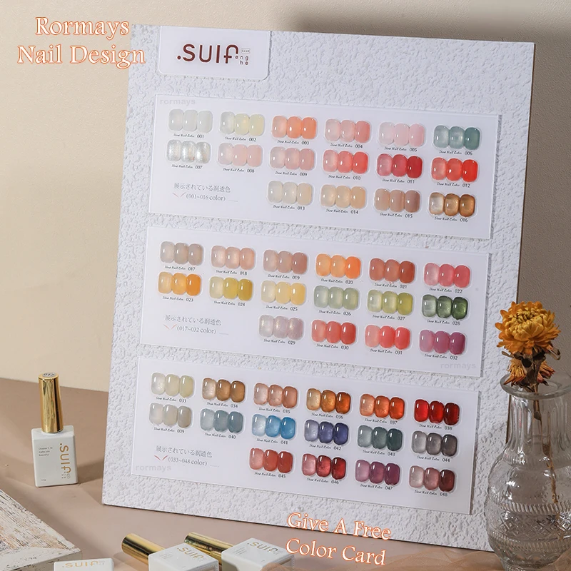 

Rormays 48 Color 15ML Ice Transparent Nude Jelly Gel Polishing Nail Polish Translucent Immersion UV LED Varnish Nail Art Factory