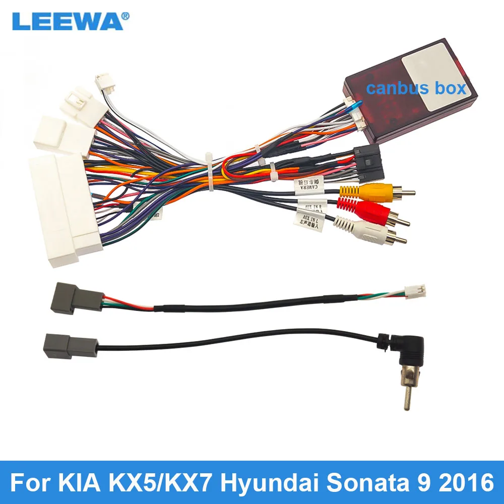 

LEEWA Car 16pin Power Cord Wiring Harness Adapter For KIA KX5/KX7 Hyundai Sonata 9 2016 Installation Head Unit