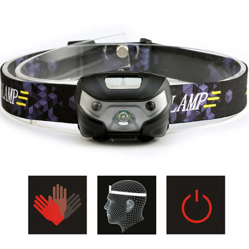 Dropshipping Mini Rechargeable LED HeadLamp Body Motion Sensor LED Bicycle Head Light Lamp Outdoor Camping Flashlight
