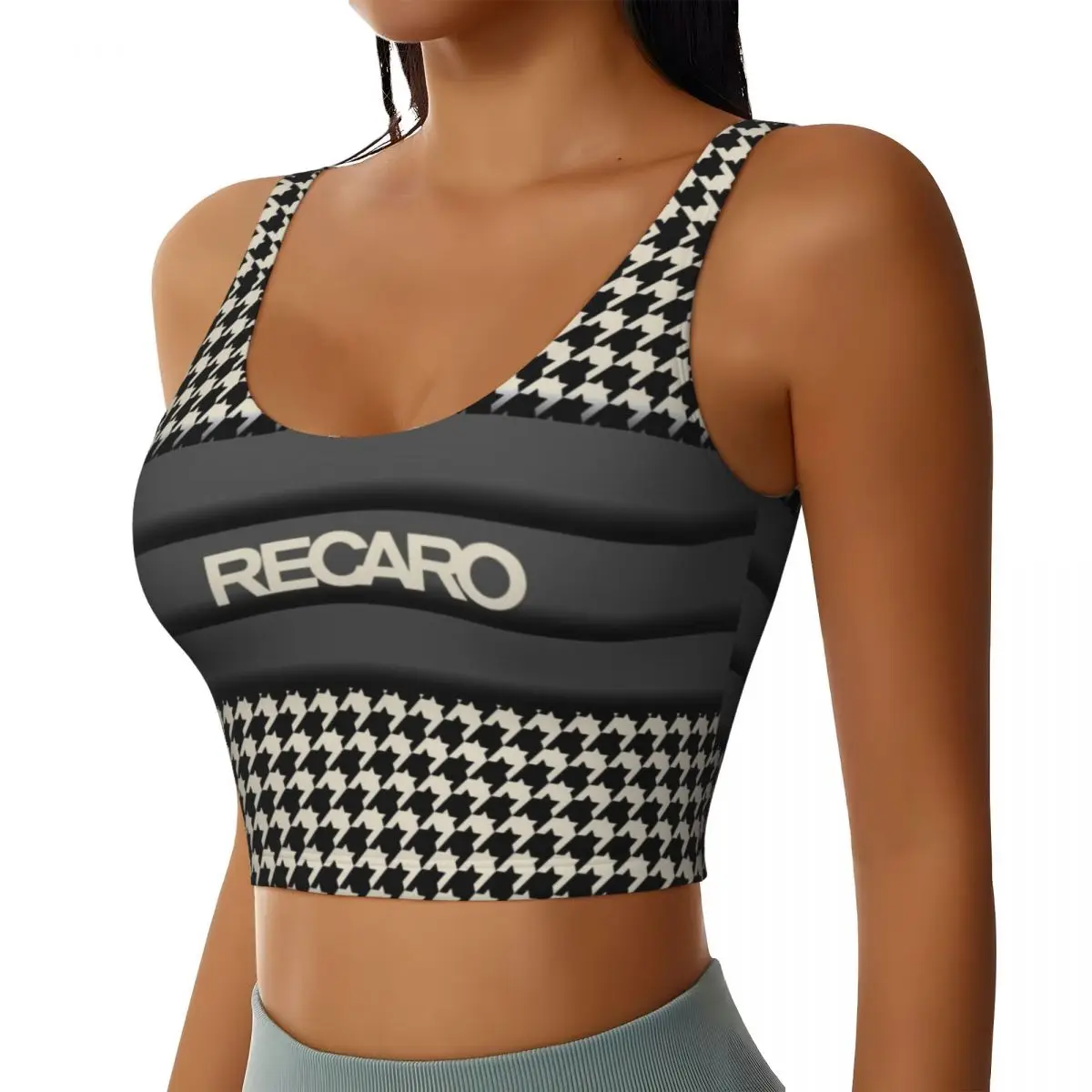 Custom Women's Recaros Logo Sports Bras High Impact Gym Workout Running Crop Tank Tops