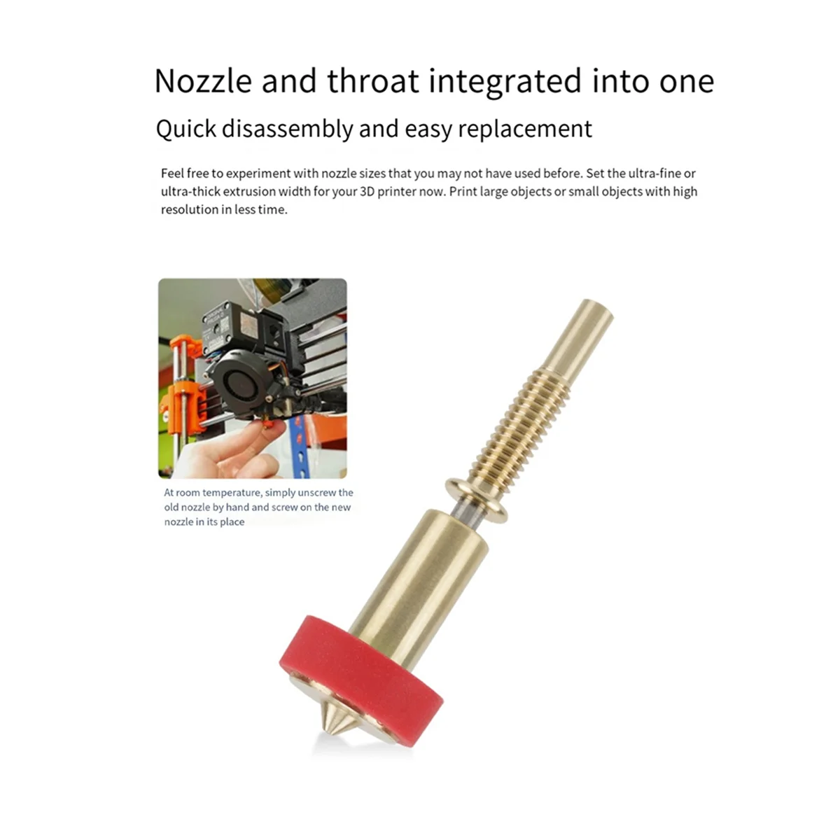 Clone Nozzle All-In-1 Bimetal Nozzles Heatbreak Brass Titanium for Hotend Extruder 0.6mm