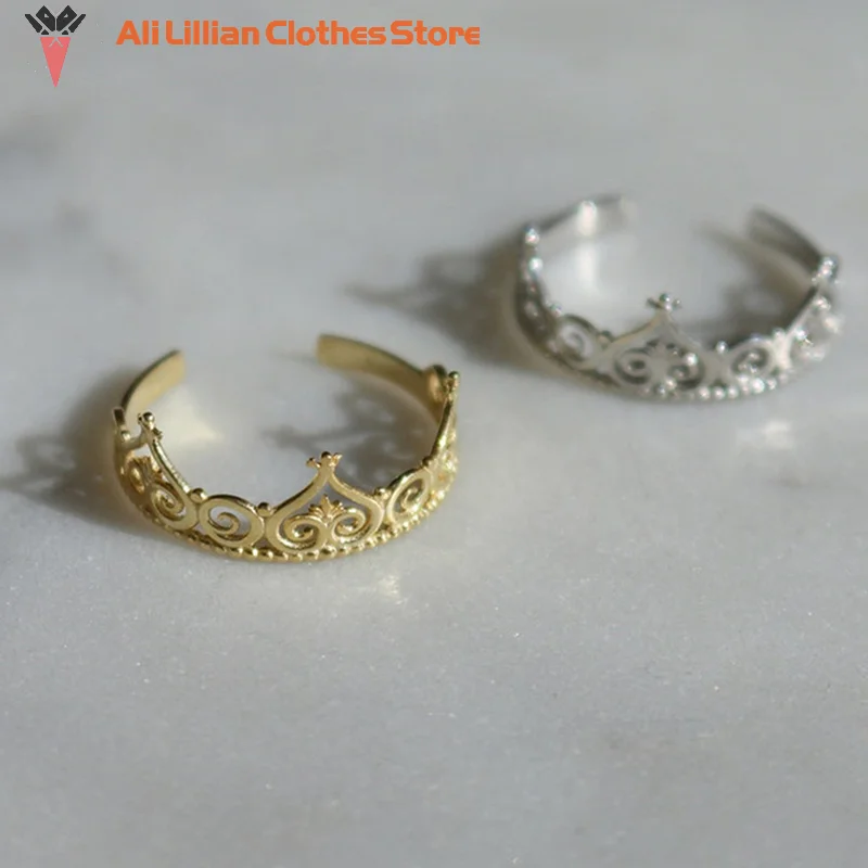 Princess Ring Cartoon As The Princess And The Pauper Jewelry Adjustable Gold Silver Color Crown Ring For Girl Gift