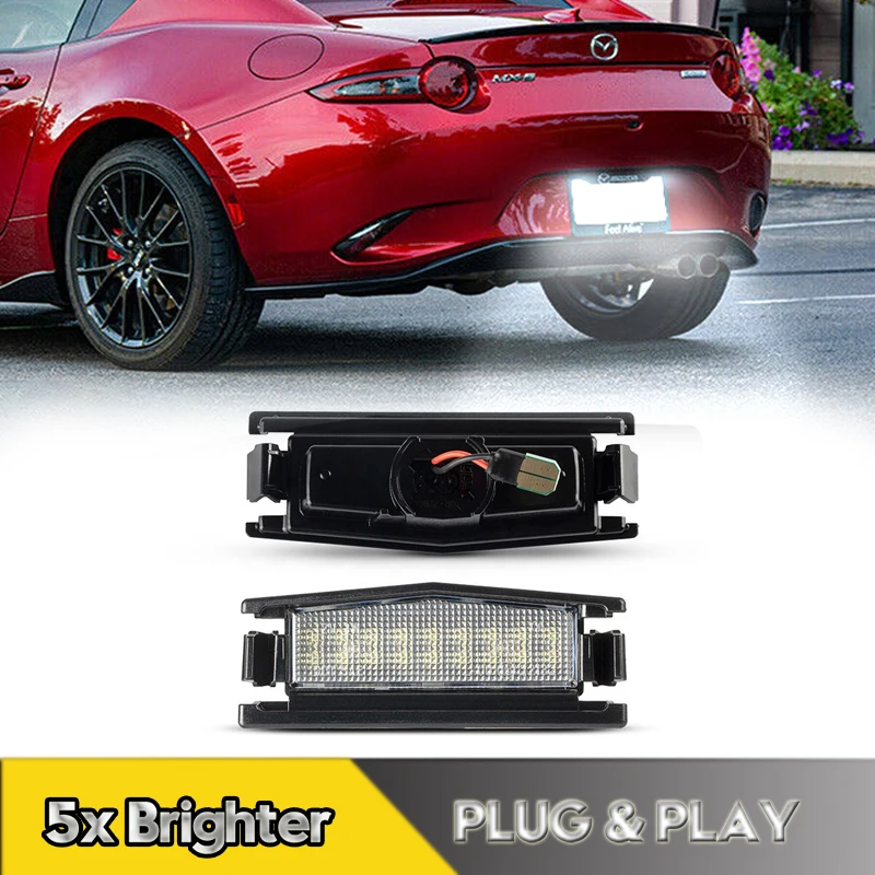 

2Pcs For Mazda2 Mazda MX-5 Miata 2015-2021 LED Number License Plate Lights Lamps 18smd White Canbus OEM#D09H-51-270