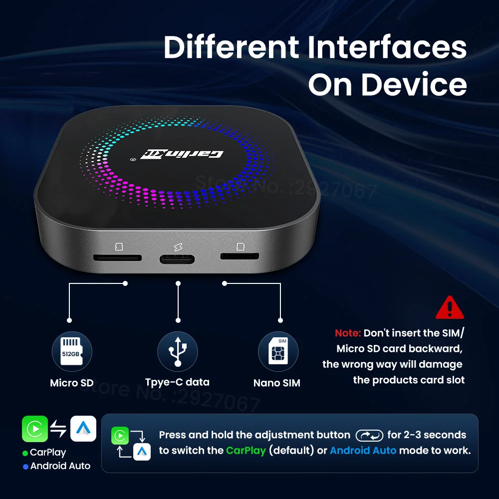 CarlinKit CarPlay Ai Box S2F Android 13 Car TV Box SM6225 128G 64GB Wireless Android Auto Car Play محول 4G LTE لـ YT Netflix