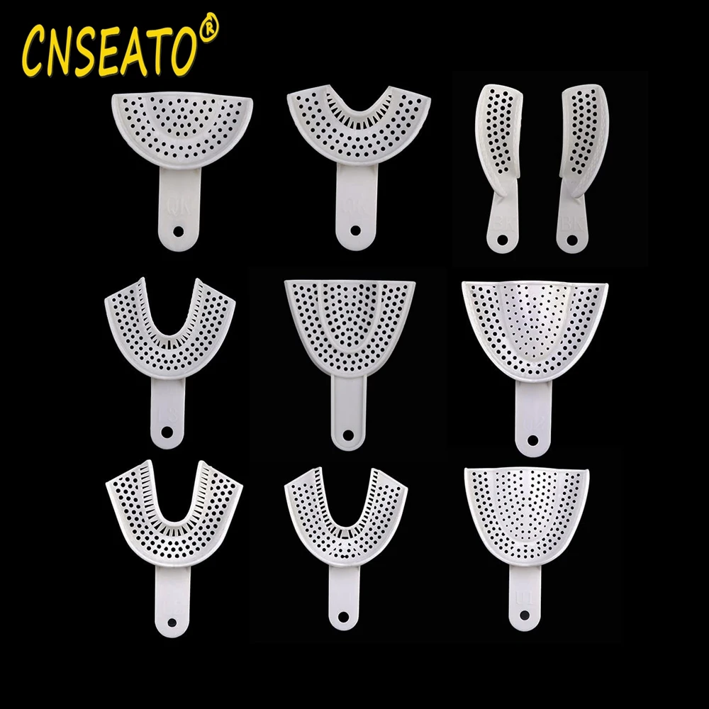 5Pairs Dental Impression Plastic Trays Disposable Denture Tray Teeth Holder Perforated S/M/L Oral Care Dentistry Lab Material