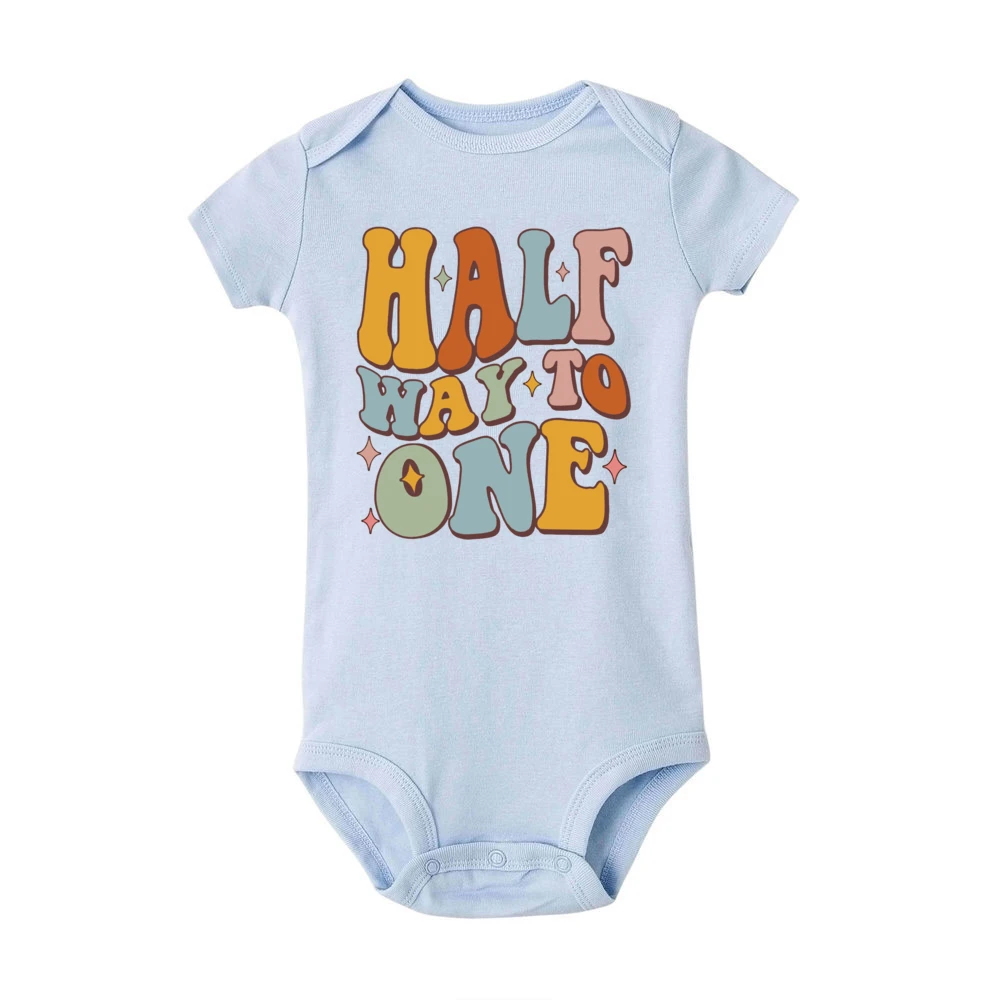 Half Way To One Birthday Baby pagliaccetto Baby Half Party outfit Infant 6 mesi Old body 6 mesi photobot 1/2 Birthday Shirt