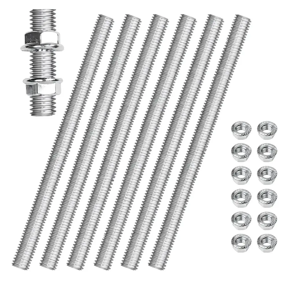 M8 Fully Threaded Rods With Hex Nuts Set Hardware Fasteners For Industrial Machinery Repair And Furniture Assembly Fix
