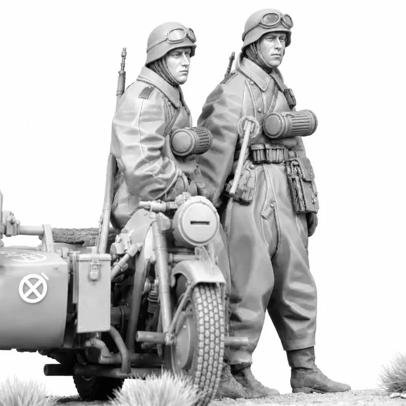 1/35 Scale Resin Figure Model Kits History Historical Military Motorcycle Rider Set Soldiers Unassembled Unpainted Garage Kit