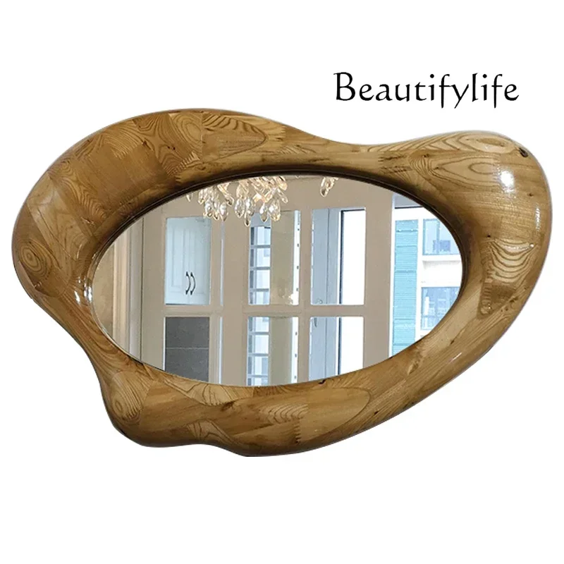 LJYLXSpecchio da bagno inteligente per bagno di lusso leggero en legno massello dalla forma speciale personalizzato Decorazione