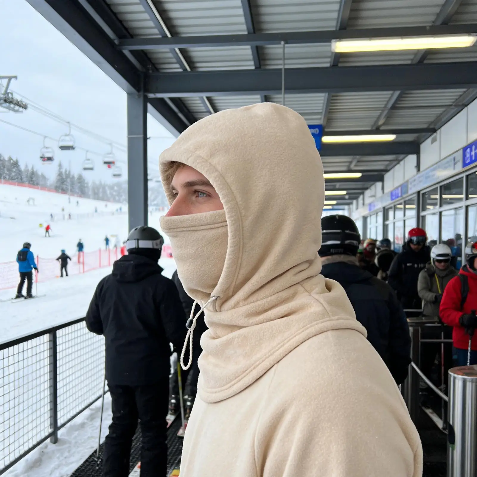 

Winter Hat With Face Cover Windproof Warm Adjustable Drawstring Headwear Winter Face Hood For Cold Weather Cycling Outdoor Work