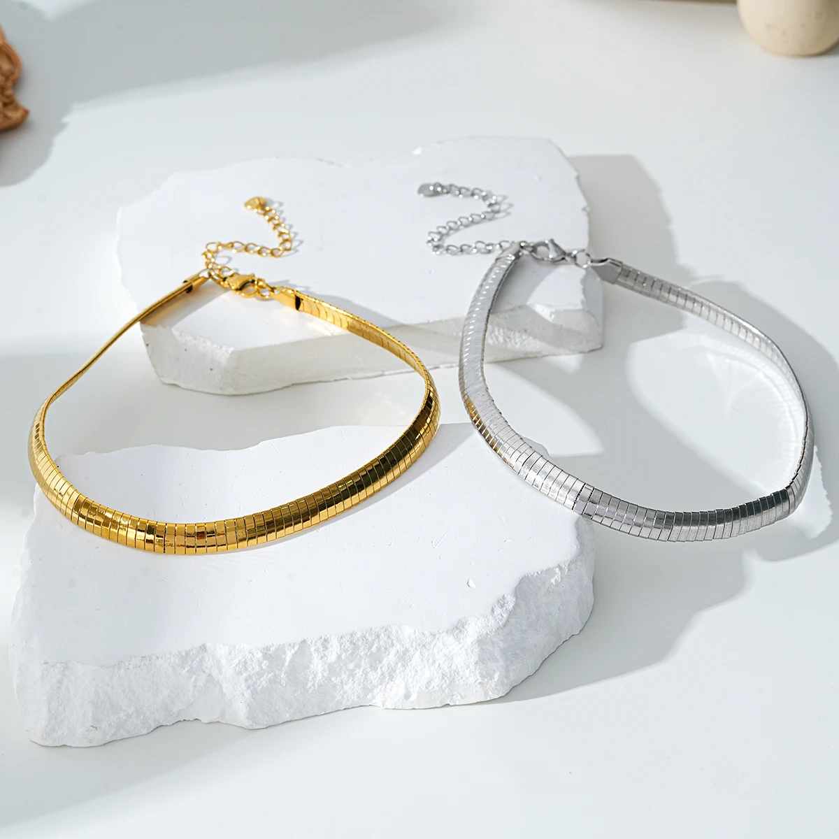 14k gold-plated stainless steel ordinary chain necklace, two-tone gold and silver, exquisite daily commuting fashion jewelry
