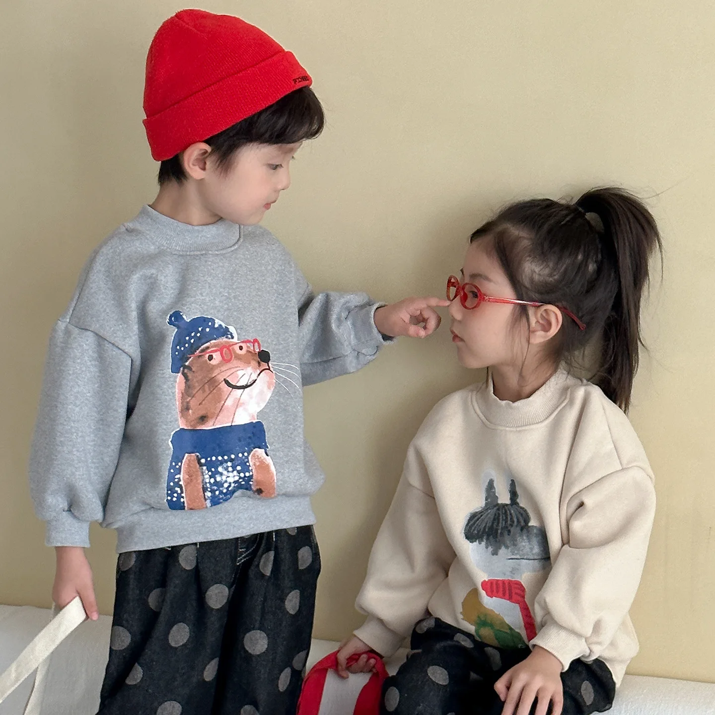 الأطفال سترة الكشمير المعنقة 2025 الخريف والشتاء جديد نصف عالية الرقبة طفلة البلوز 1-10 سنة الصبي بلوزات الصوف #2