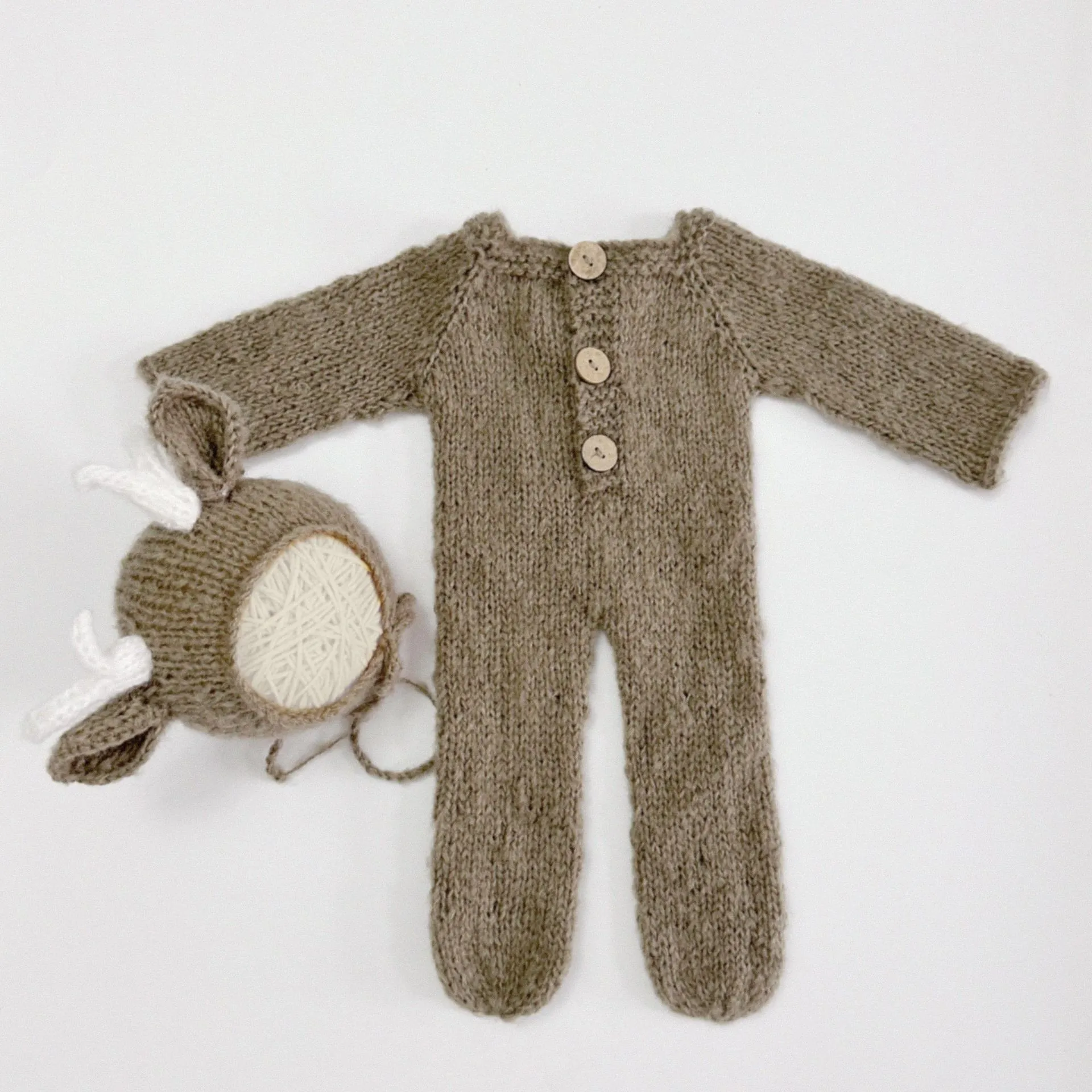 ❤️Newborn Photography Clothing Antler Hat+Jumpsuit 2Pcs/set Studio Baby Photo Props Accessories Infant Shoot Clothes Outfits
