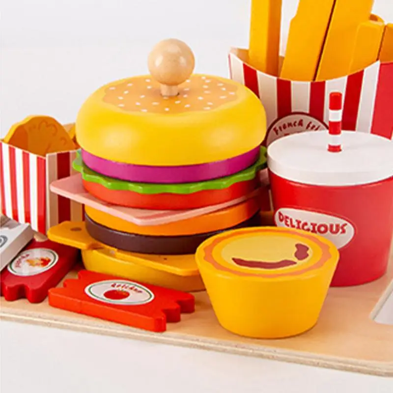 子供シミュレーションキッチン食品おもちゃごっこ遊びハンバーガーフライドポテト調理おもちゃままごと知育玩具子供のため