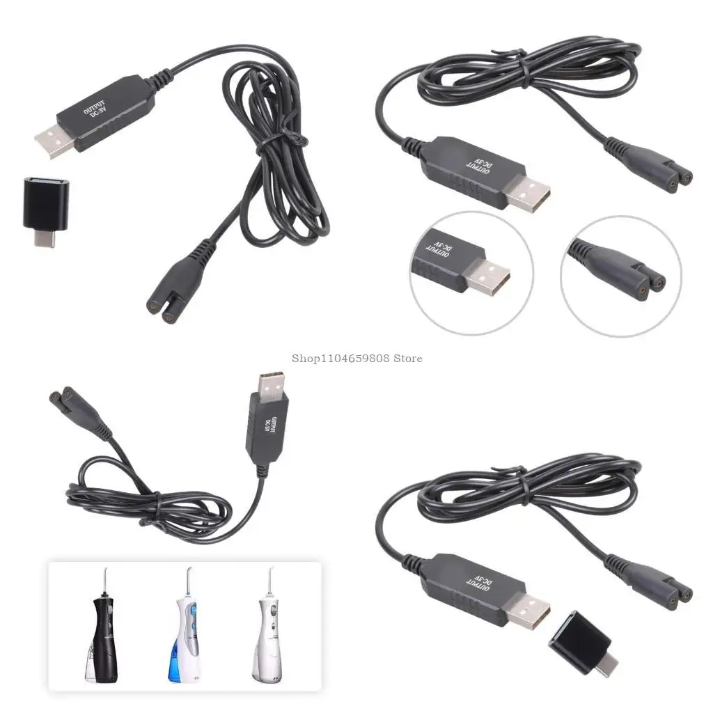 Rechargeable 3V Chargers Cord For Cordless Water Flossers Double Input Design 1.2m