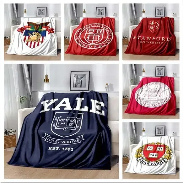 Famous University Logo Printed Blanket,Harvard ,Yale, MIT, West Point Military Academy, Stanfor, Cornell, throw blanket