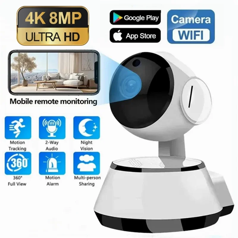 8mp câmera ip hd nuvem casa inteligente sem fio inteligente rastreamento automático de vigilância humana câmera wi fi ptz cctv monitor do bebê cam