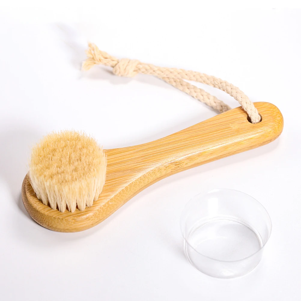 2Pcs Face Brush Horsehair Multifunctional Bamboo Handle Facial Cleansing Massage Laundry Brush Deep Cleaning Tool