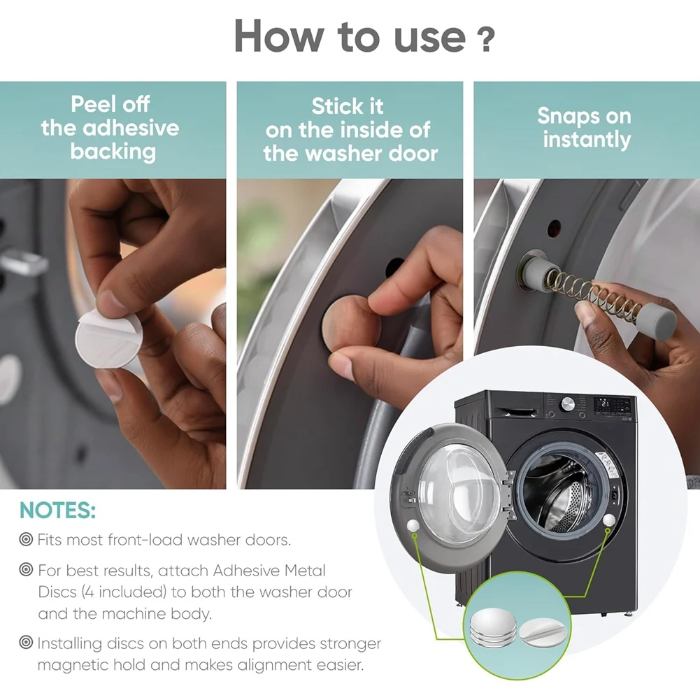 ABFU-Magnetic Front Load Washer Door Prop-Keeps Washing Machine Door Open, 2-Pack Ideal For Laundry Room Holder A