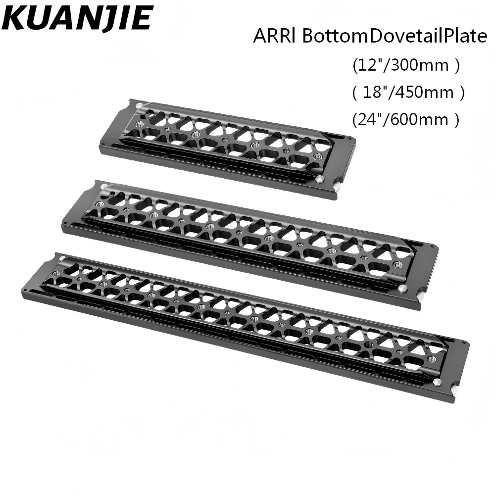 KUANJIE YTP123 ARRl Untere Schwalbenschwanzplatte mit 3/8-Zoll- und 1/4-Zoll-Schraubenlöchern, geeignet für ARRI RED, usw. – Detail 1