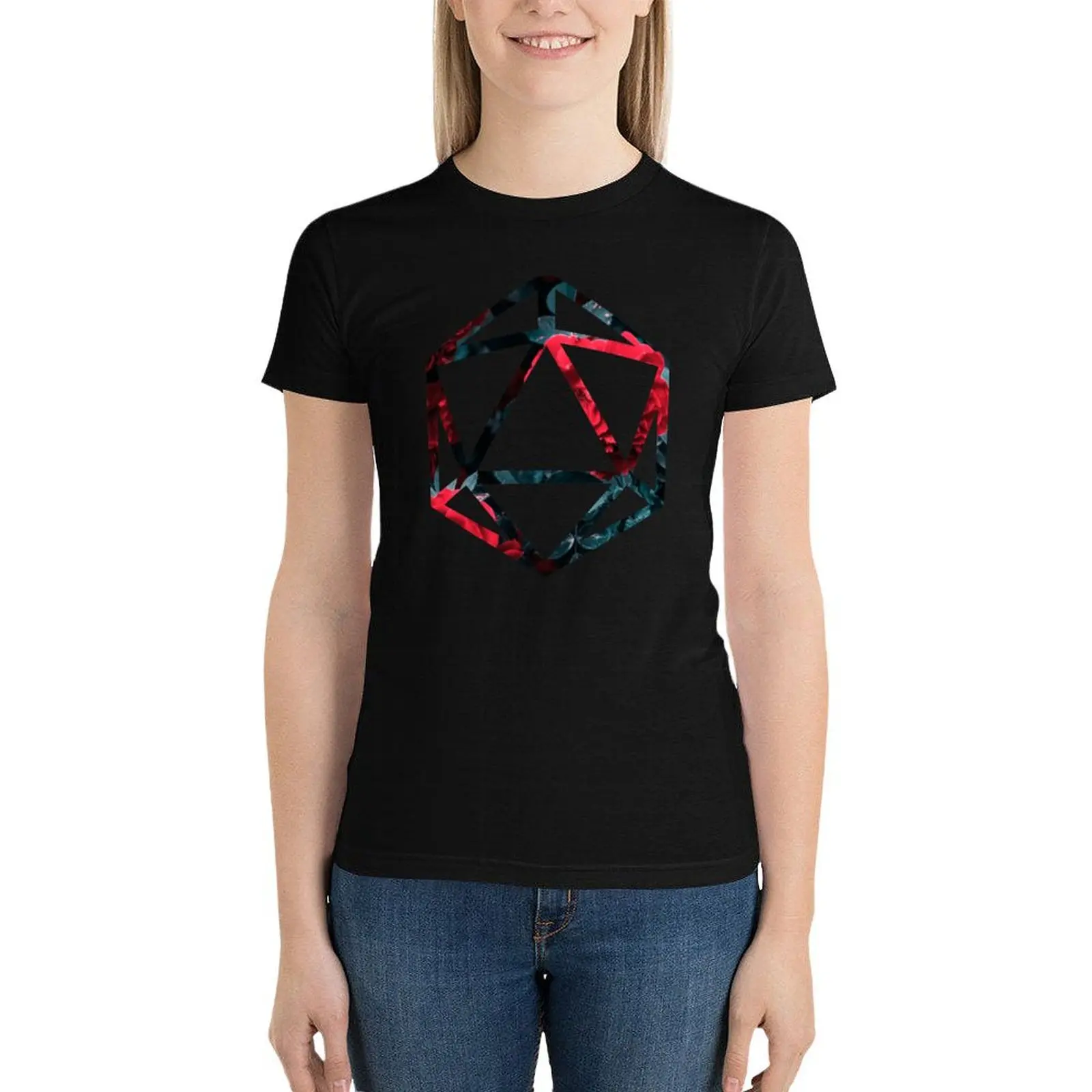 

Red and Blue D20 T-Shirt graphics Female clothing cute clothes Women t shirt