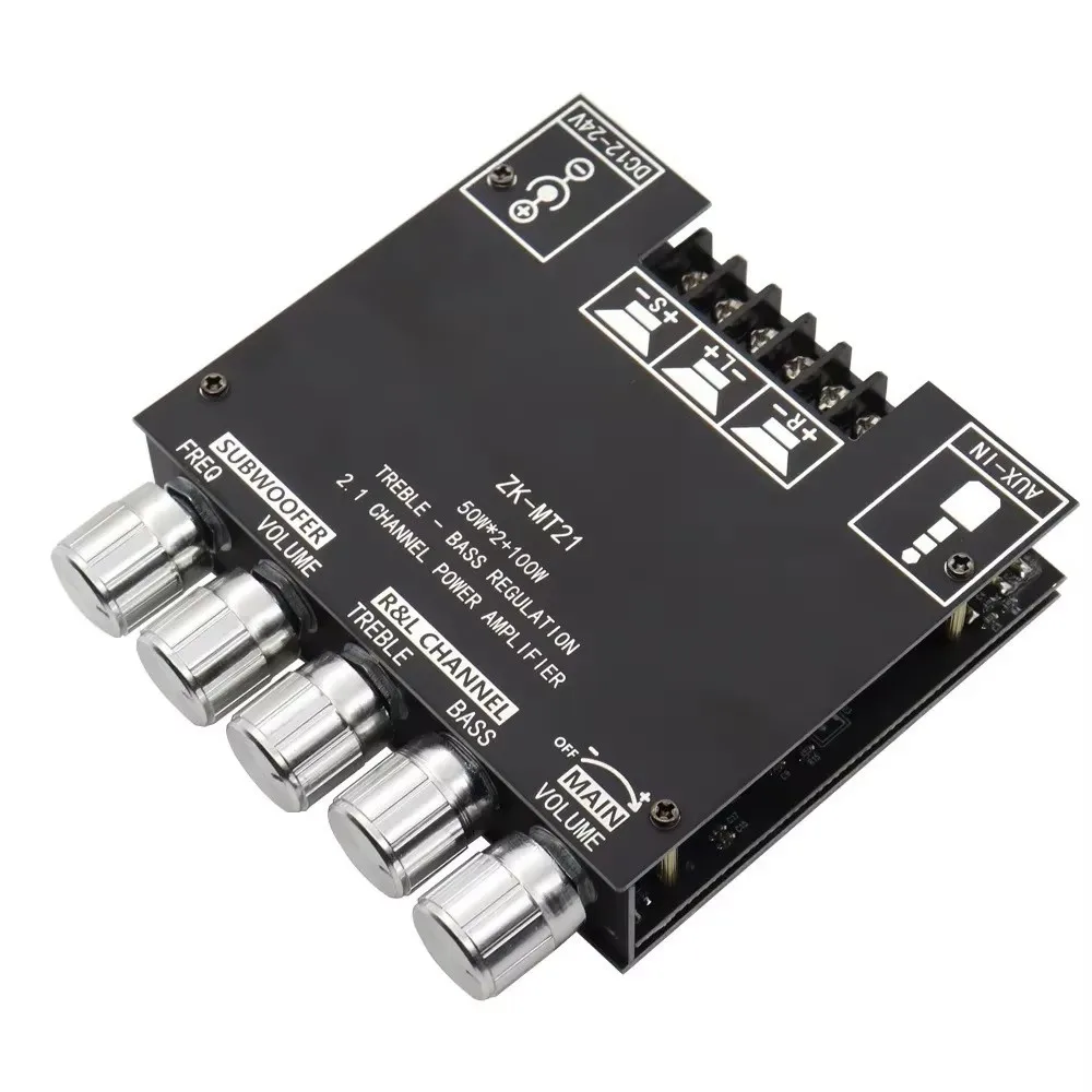 50Wx2 + 100W ZK-MT21 Verstärkerplatine 2.1 Kanal Verstärker Stereo-Leistungsverstärker Bluetooth 5.0 Verstärker DC12V 24V Stereo Audio
